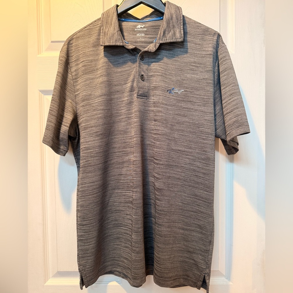 Attack Life by Greg Norman Heather Gray Short Sleeve Polo
